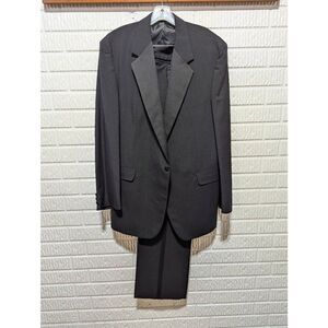 No Brand Made In Hungary Men's Black Wool Formal Tuxedo Size 46L Excellent Condi